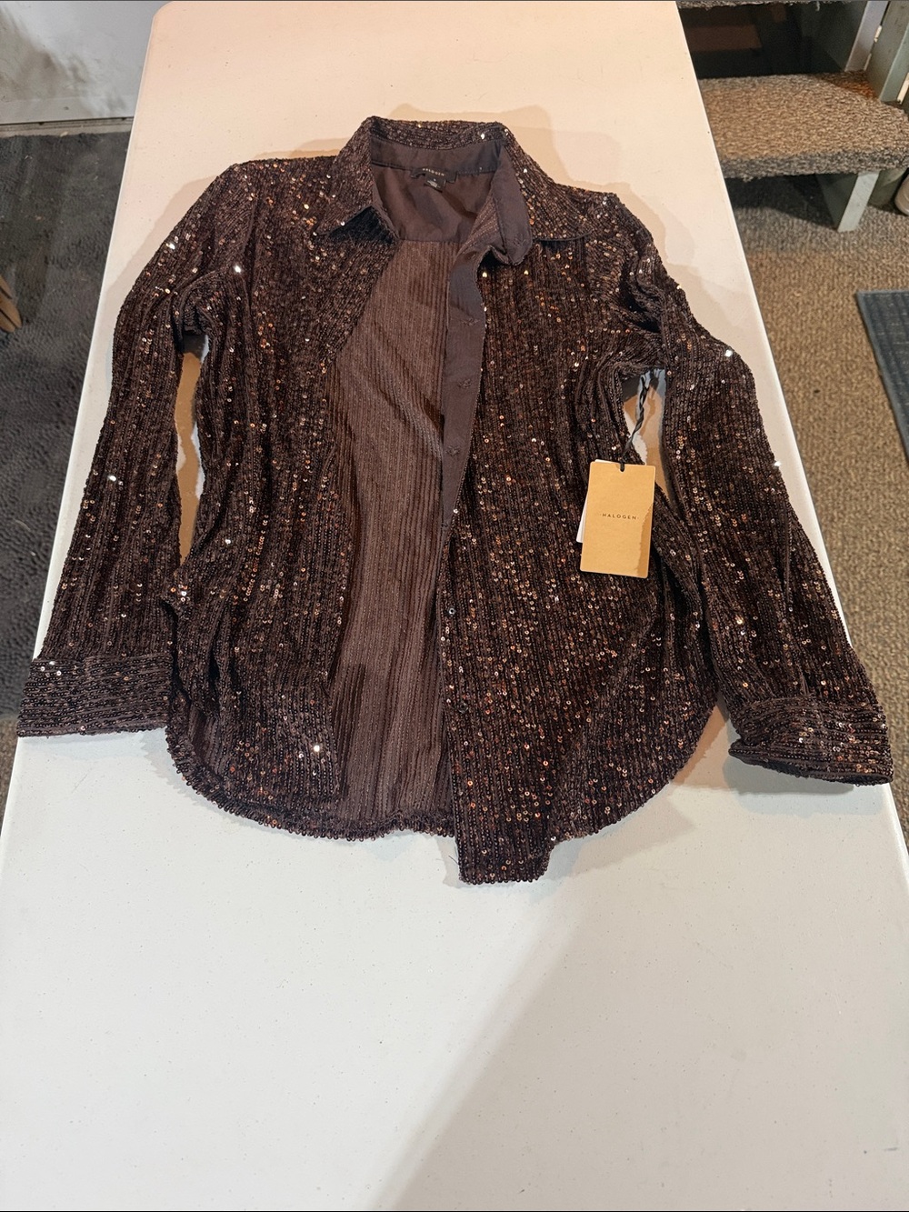 Halogen Brown Sequin Blazer
